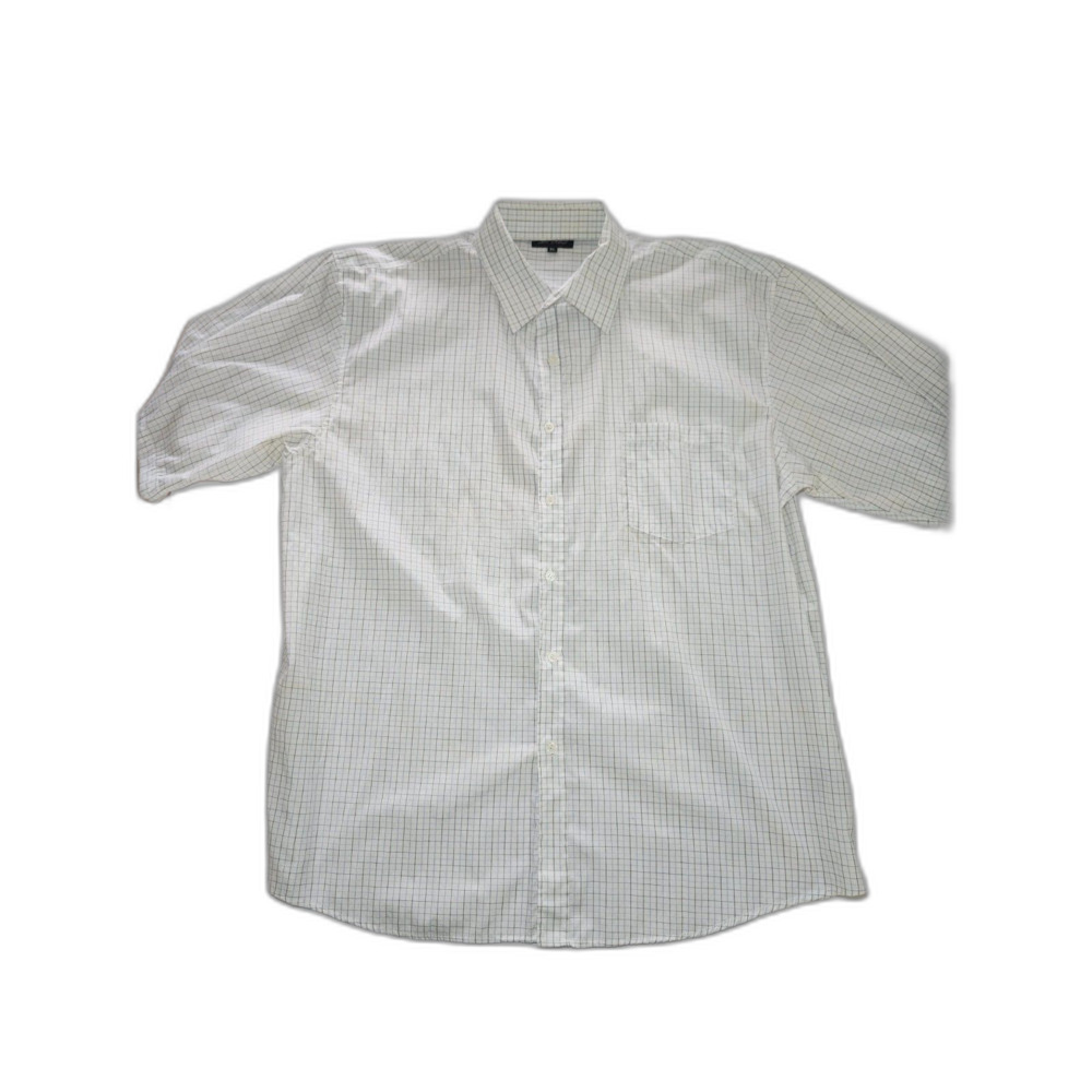 Ten West Apparel Short Sleeve Button Down White Blue Graph Check Size XL